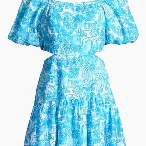 NWT Lilly Pulitzer Kylanne Elbow Sleeve Linen Amalfi Blue Sunny State of Mind